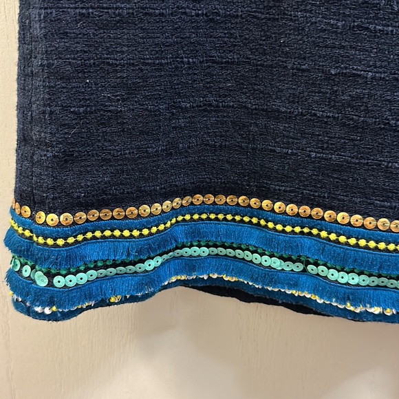 Talbots Womens Pencil Skirt SZ 8 Navy Blue Sequin Fringe Embellished Knee Length - Picture 10 of 13